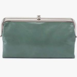 Hobo Lauren Leather Clutch Wallet Bottle Green